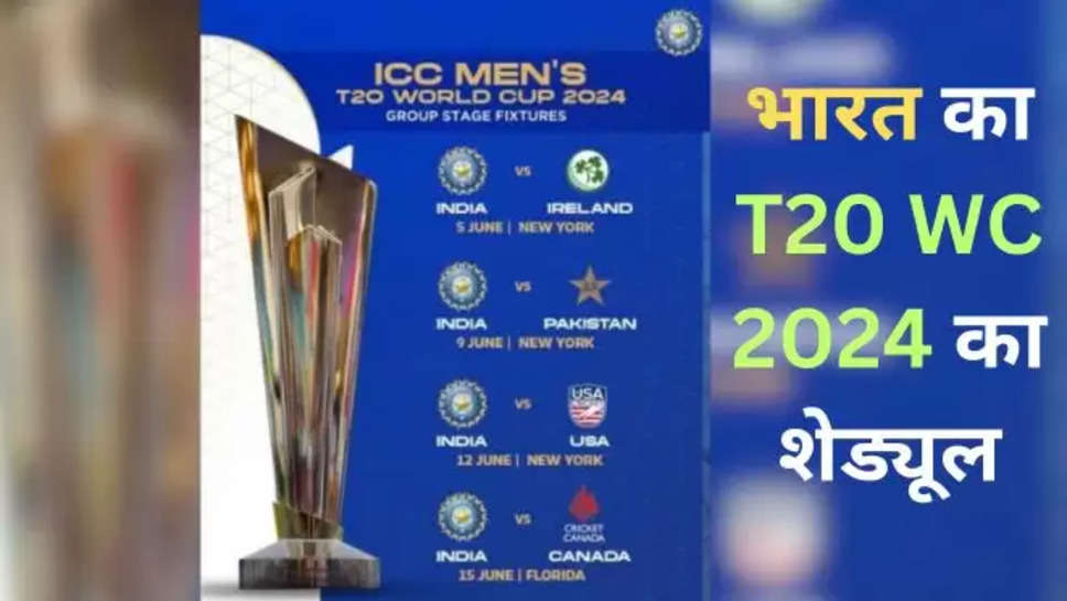 t20 world cup 2024 , team india , schedule , t20 world cup 2024 schedule , india , pakistan , t20 wc 2024 schedule , T20 World Cup Schedule 2024 , T20 WC 2024 Indias Schedule , ind vs pak , t20 world cup 2024 final , t20 विश्व कप का कार्यक्रम , भारत बनाम पाकिस्तान मैच कब है ,भारत की पाकिस्तान से भिड़ंत कब होगी , team indai , team pakistan , अमेरिका, t20 wc 2024 america , t20 wc news , t20 world cup latest news , t20 world cup 2024 news , क्रिकेट न्यूज़ इन हिंदी , cricket , cricket News , cricket news today , 